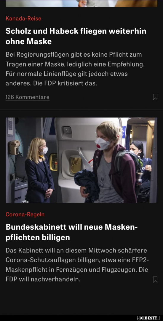 Scholz und Habeck fliegen weiterhin ohne Maske.. - Lustige Bilder | DEBESTE.de