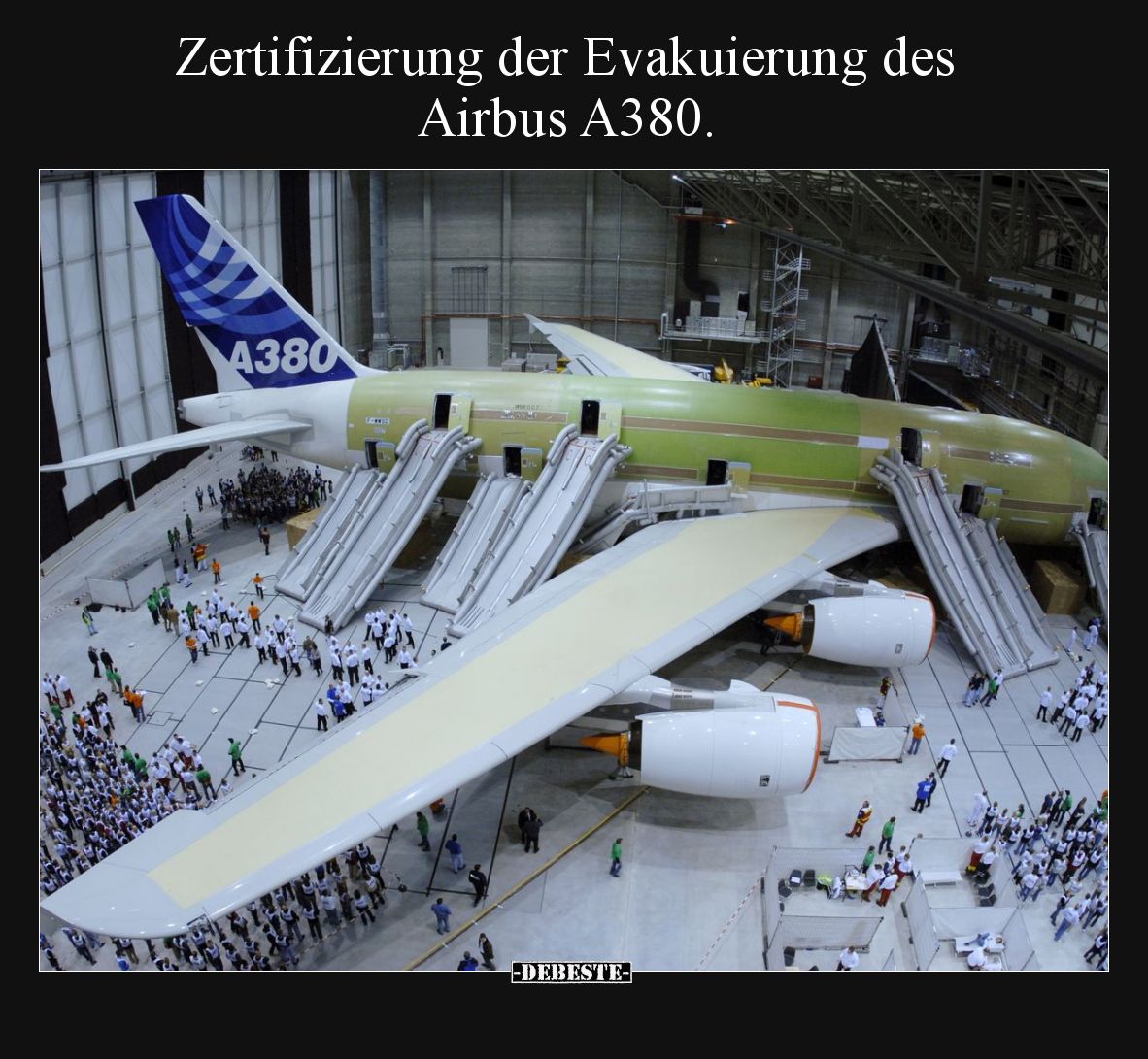 Zertifizierung der Evakuierung des Airbus A380.