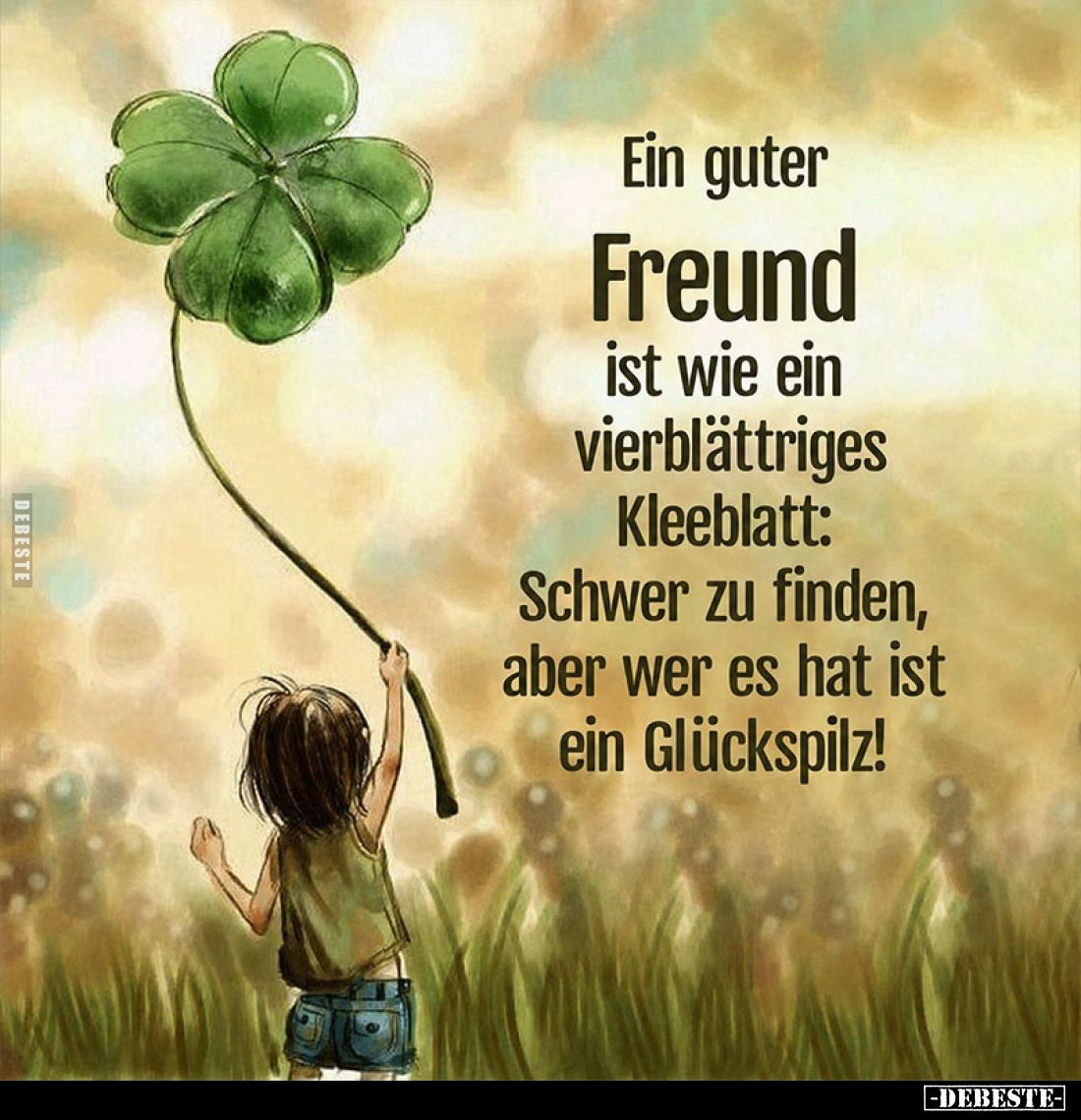 Ein guter Freund ist wie ein vierblättriges Kleeblatt:
Schwer zu finden, aber wer es hat ist ein Glückspilz!