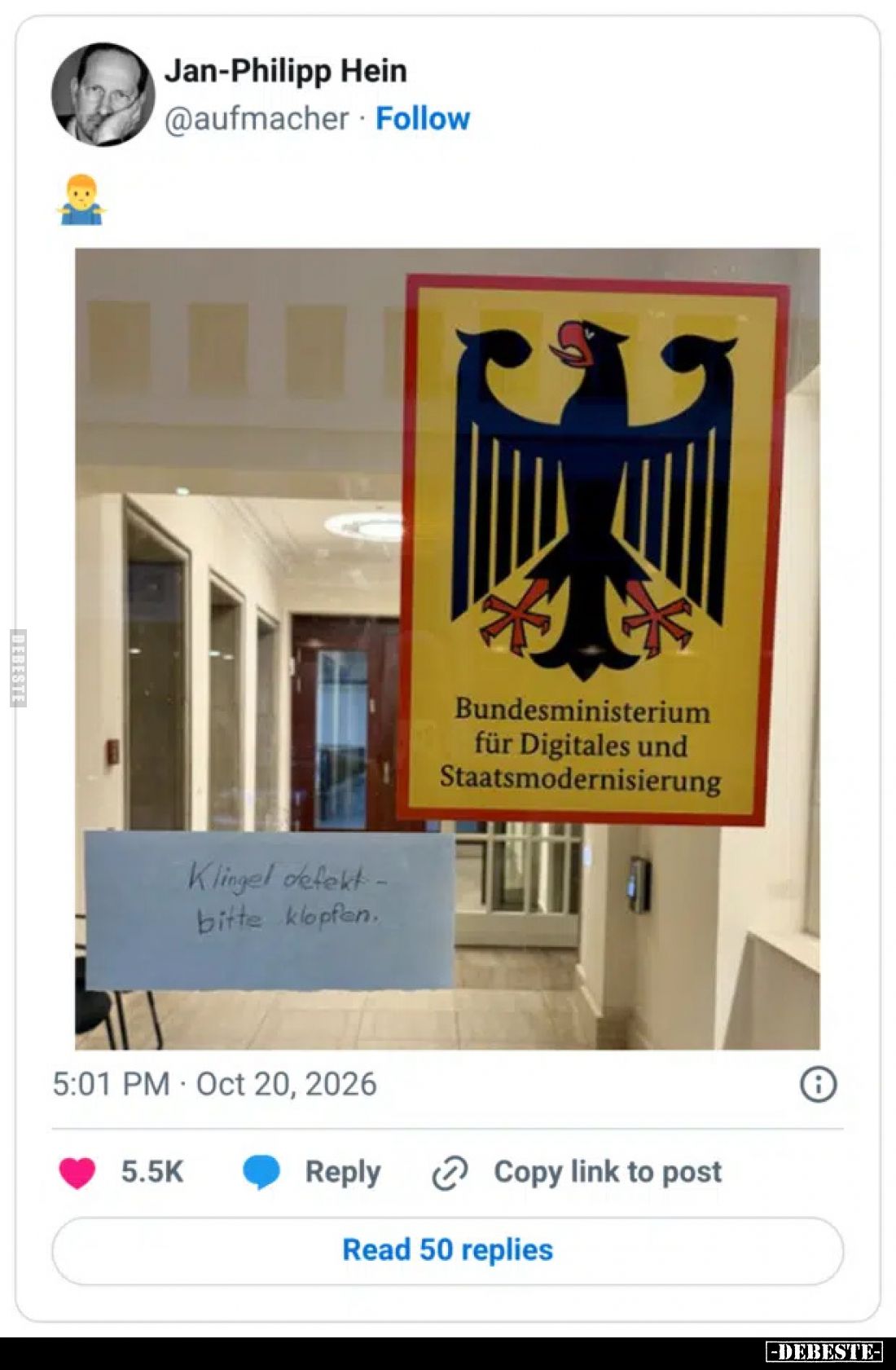 Bundesministerium für Digitales und Staatsmodernisierung.



Klingel defekt - bitte klopfen.