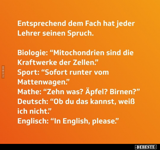 Entsprechend dem Fach hat jeder Lehrer seinen.. - Lustige Bilder | DEBESTE.de