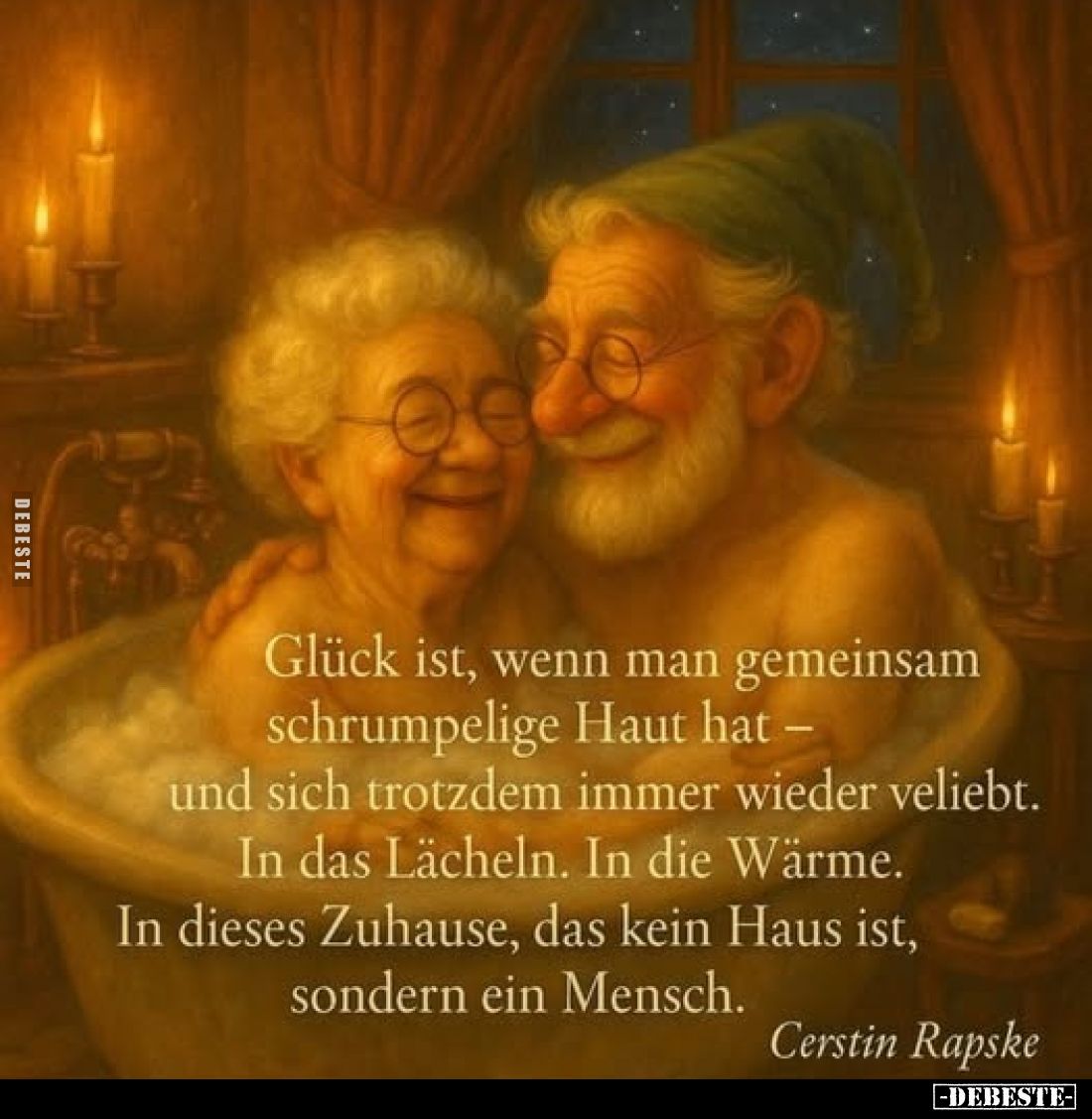 Glück ist, wenn man gemeinsam schrumpelige Haut hat -und sich trotzdem immer wieder veliebt. In das Lächeln. In die Wärme. In...
