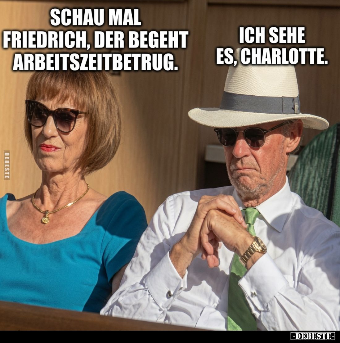 Schau mal Friedrich, der begeht Arbeitszeitbetrug.
Ich sehe es, Charlotte.