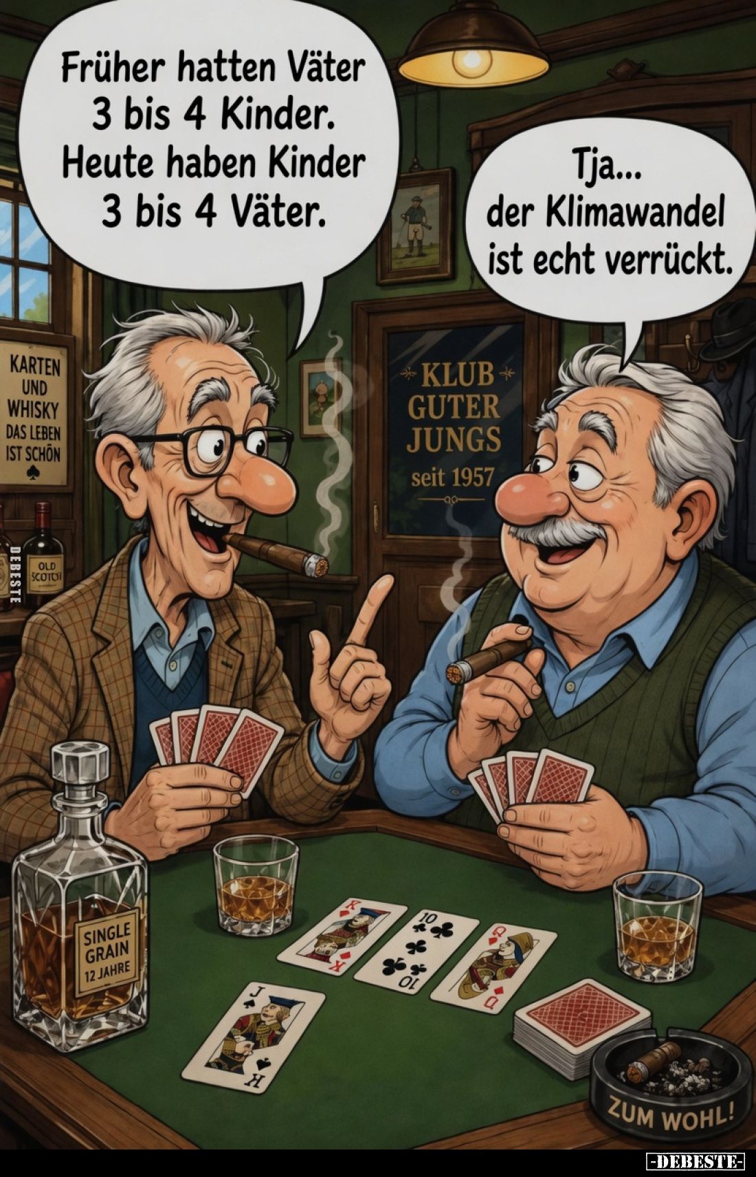 Früher hatten Väter 3 bis 4 Kinder. Heute haben Kinder 3 bis 4 Väter.
Tja... der Klimawandel ist echt verrückt.