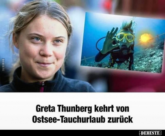 Greta Thunberg kehrt von Ostsee-Tauchurlaub zurück.. - Lustige Bilder | DEBESTE.de