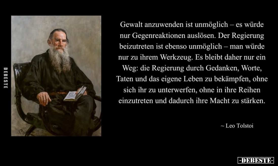 Gewalt anzuwenden ist unmöglich - es würde nur Gegenreaktionen auslösen. Der Regierung beizutreten ist ebenso unmöglich - man...