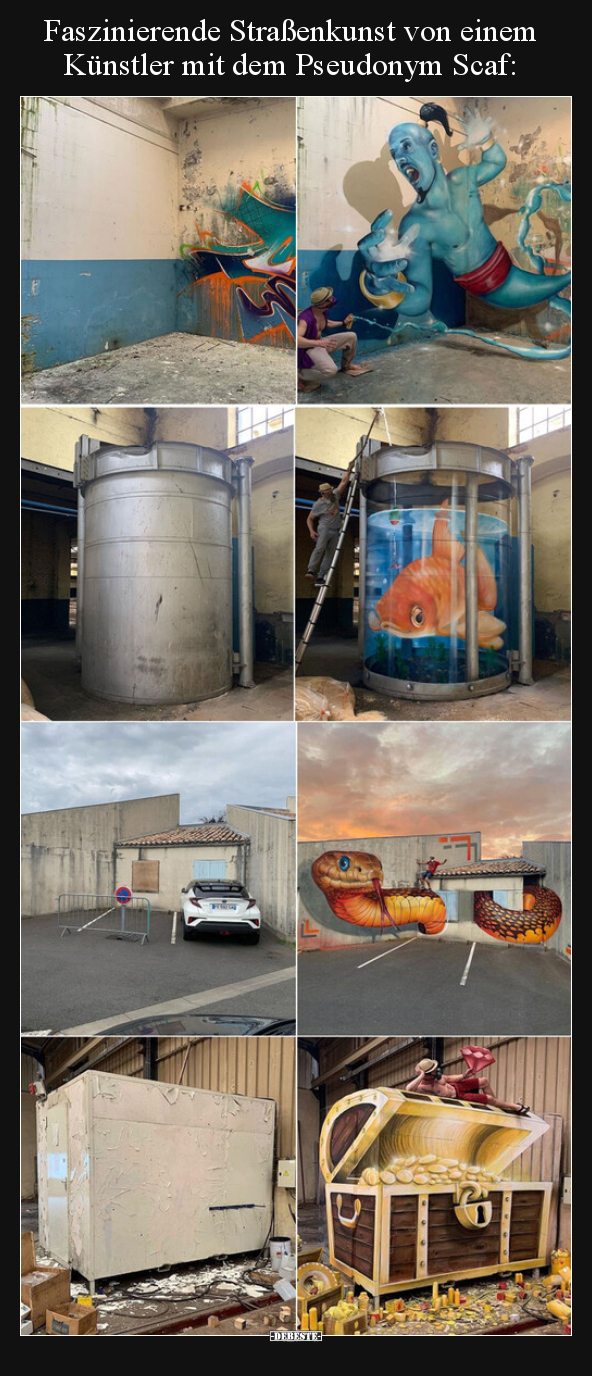 Faszinierende Straßenkunst von einem Künstler mit dem..