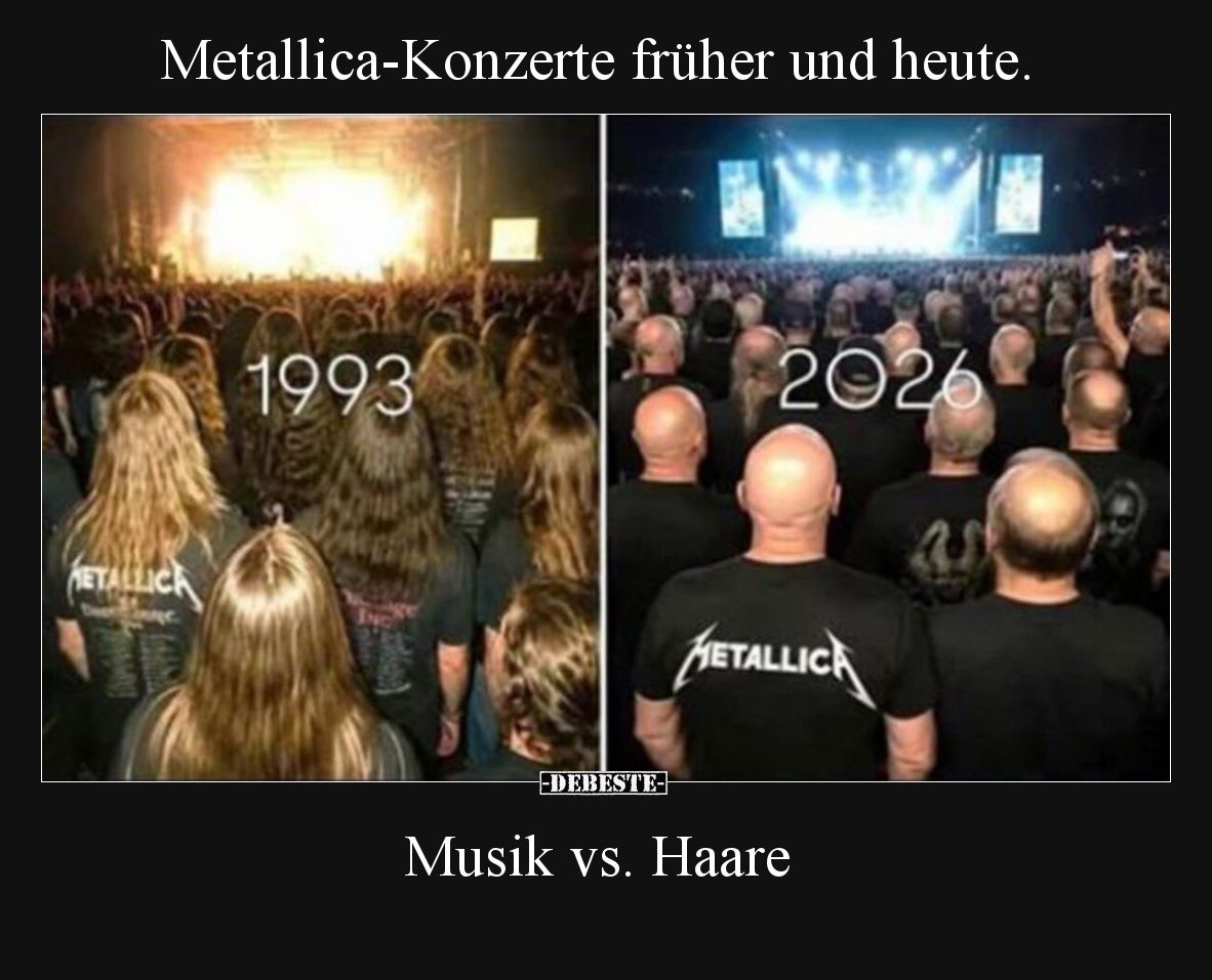 Metallica-Konzerte früher und heute.

Musik vs. Haare