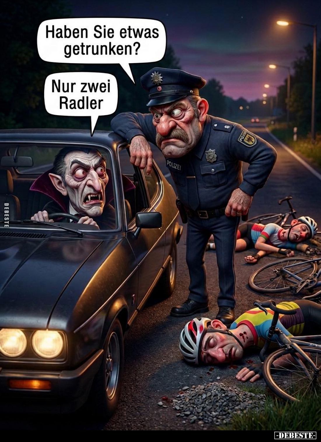 Haben Sie etwas getrunken? -
Nur zwei Radler