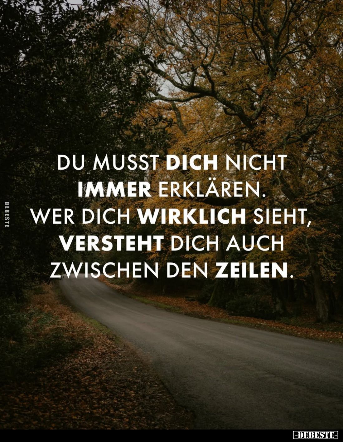 Du musst dich nicht immer erklären.
Wer dich wirklich sieht, versteht dich auch zwischen den Zeilen.