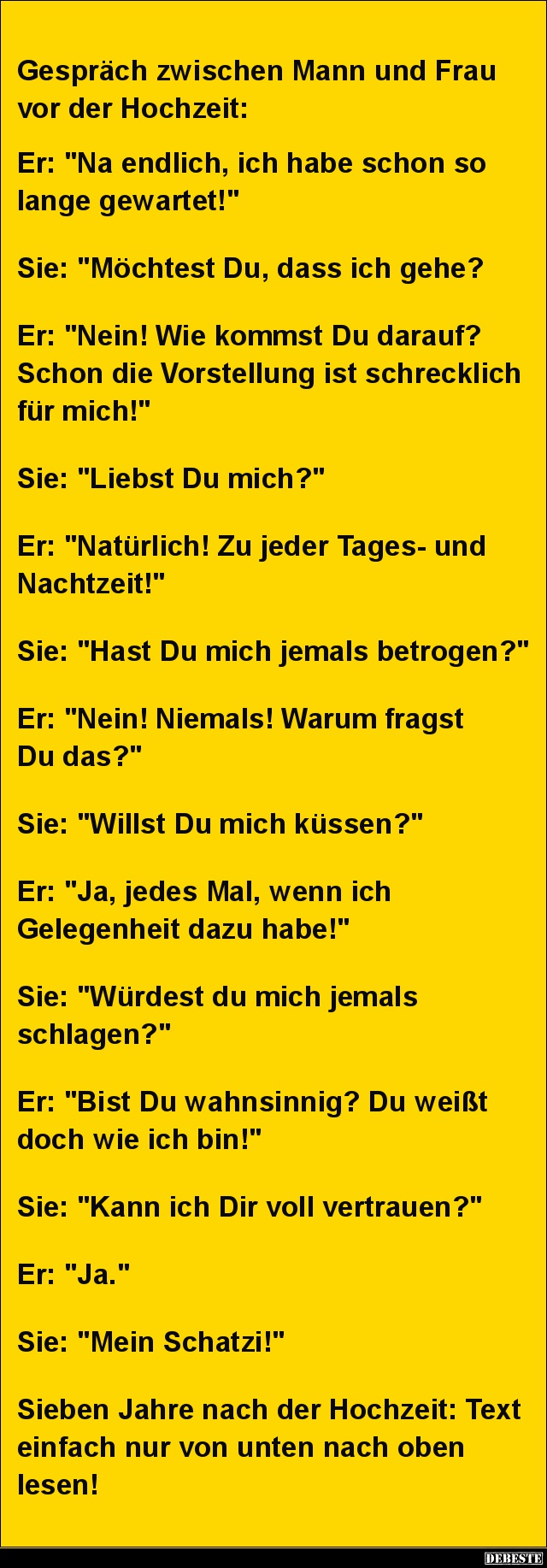 Gespräch zwischen Mann und Frau vor der Hochzeit.. - Lustige Bilder | DEBESTE.de