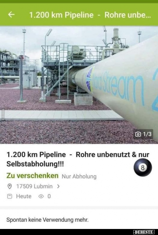 1.200 km Pipeline - Rohre unbenutzt & nur.. - Lustige Bilder | DEBESTE.de