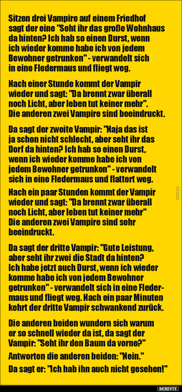 Sitzen drei Vampire auf einem Friedhof sagt der eine "Seht.." - Lustige Bilder | DEBESTE.de