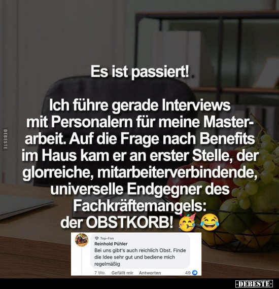 Es ist passiert! Ich führe gerade Interviews mit.. - Lustige Bilder | DEBESTE.de