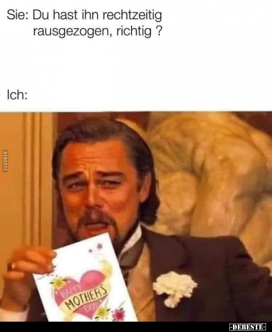 Sie: Du hast ihn rechtzeitig rausgezogen, richtig?..