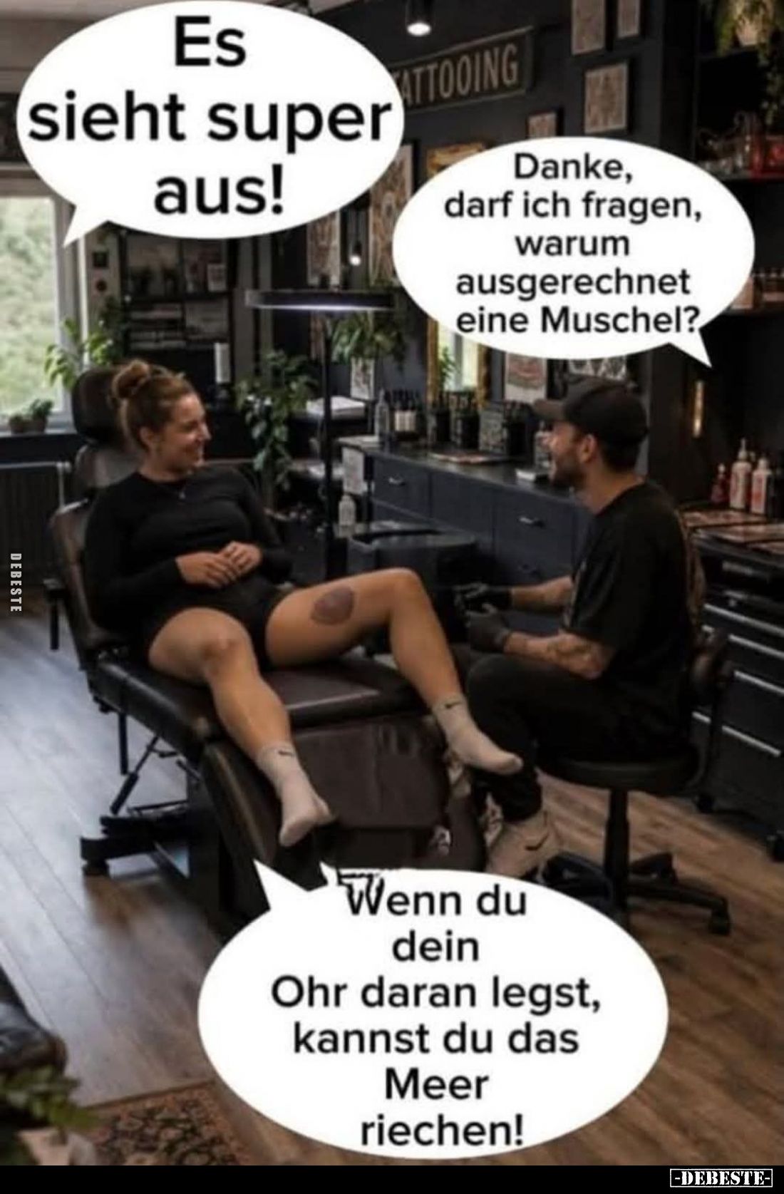Es sieht super aus! -
Danke, darf ich fragen, warum ausgerechnet eine Muschel? -
Wenn du dein Ohr daran legst, kannst du da...