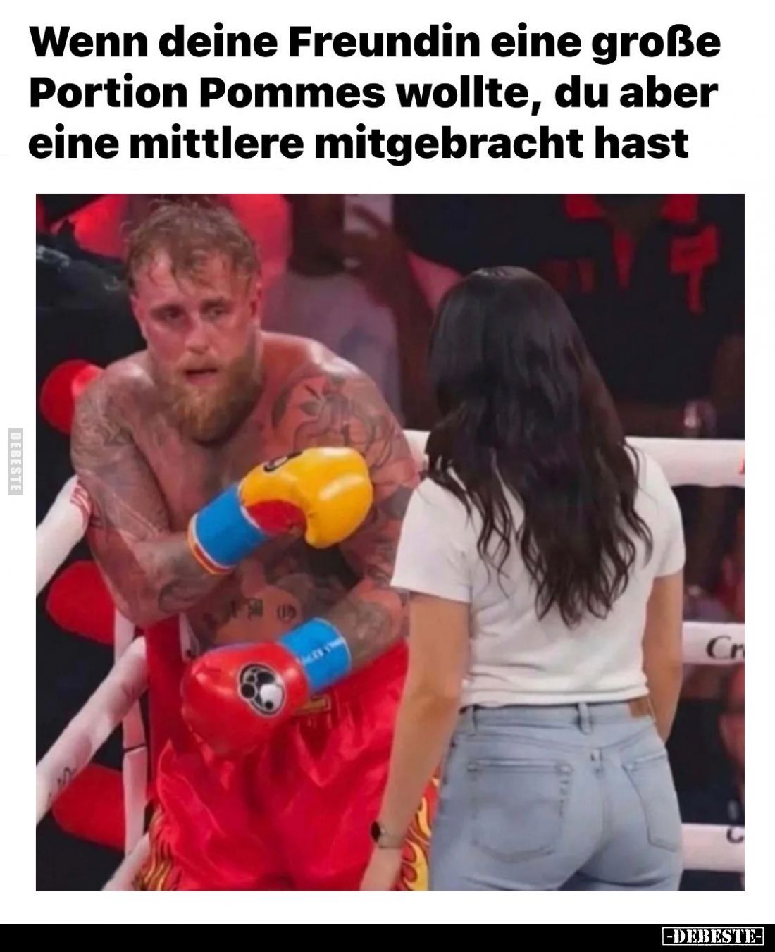 Wenn deine Freundin eine große Portion Pommes wollte, du aber eine mittlere mitgebracht hast.