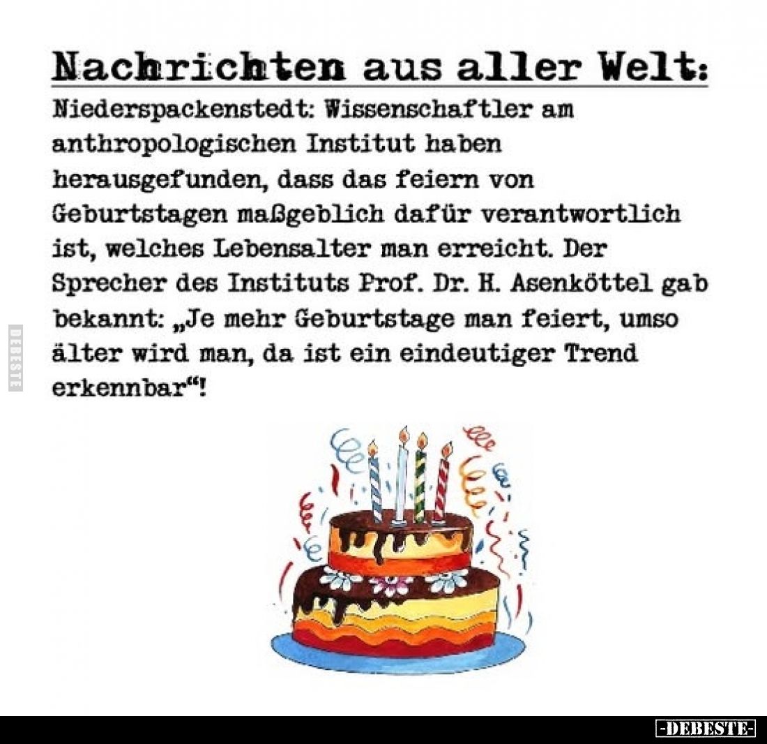 Nachrichten aus aller Welt:
Niederspackenstedt: Wissenschaftler am anthropologischen Institut haben herausgefunden, dass das...