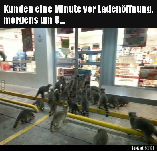 Kunden eine Minute vor Ladenöffnung, morgens um 8... - Lustige Bilder | DEBESTE.de