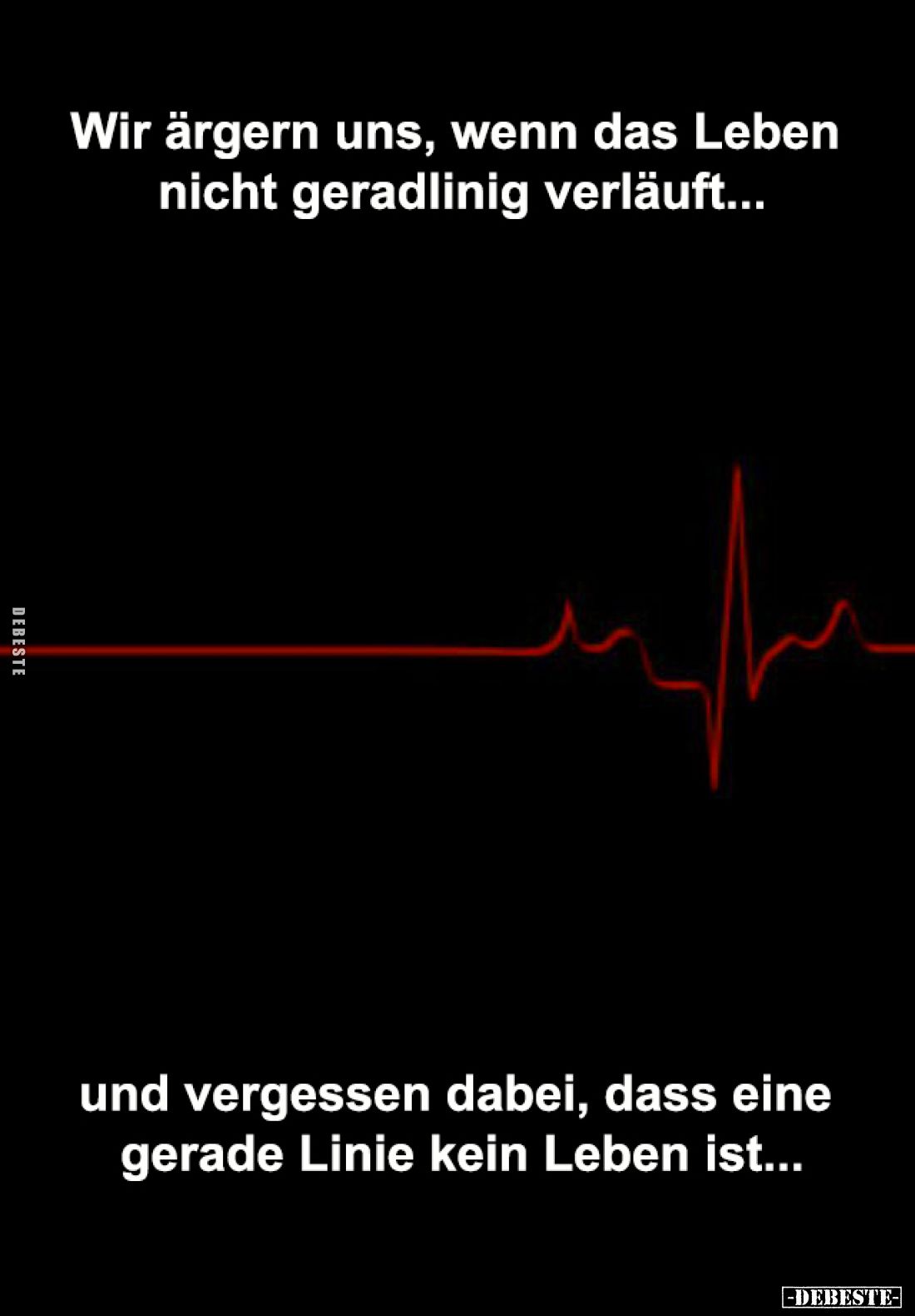 Wir ärgern uns, wenn das Leben 
nicht geradlinig verläuft...
und vergessen dabei, dass eine 
gerade Linie kein Leben ist.....