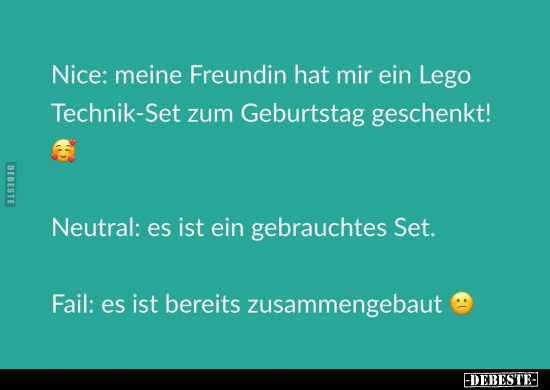 Nice: meine Freundin hat mir ein Lego Technik-Set zum.. - Lustige Bilder | DEBESTE.de