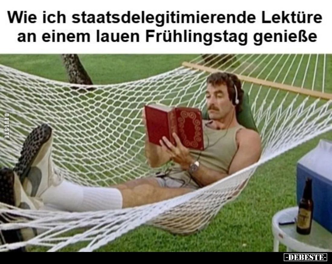 Wie ich staatsdelegitimierende Lektüre an einem lauen Frühlingstag genieße