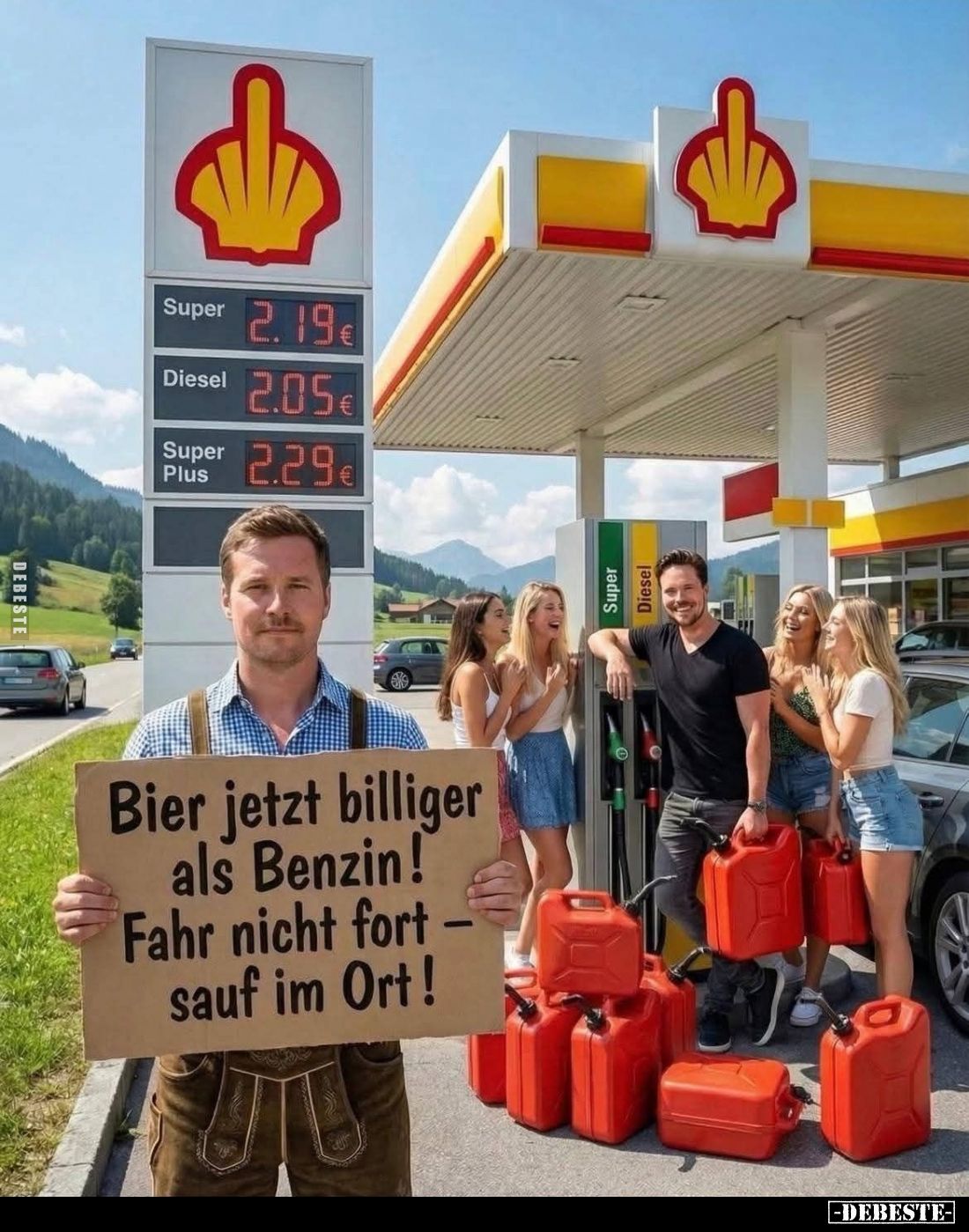 Bier jetzt billiger als Benzin!
Fahr nicht fort sauf im Ort!