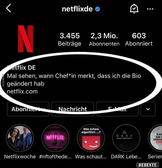 Mal sehen, wann Chef*in merkt, dass ich die Bio geändert..
