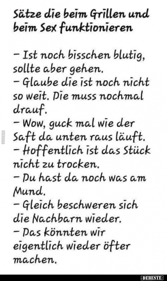 Sätze die beim Grillen und beim S*ex funktionieren.. - Lustige Bilder | DEBESTE.de