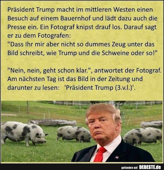 Präsident Trump macht im mittieren Westen einen Besuch auf einem Bauernhof..