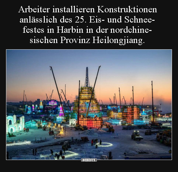 Arbeiter installieren Konstruktionen anlässlich des 25... - Lustige Bilder | DEBESTE.de