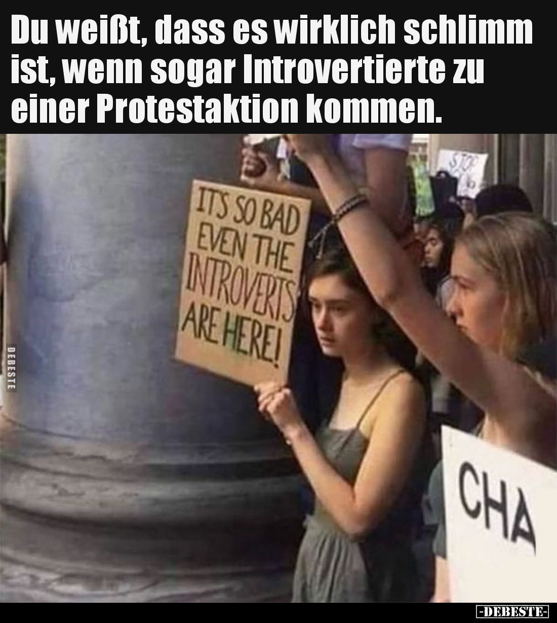 Du weißt, dass es wirklich schlimm ist, wenn sogar Introvertierte zu einer Protestaktion kommen.