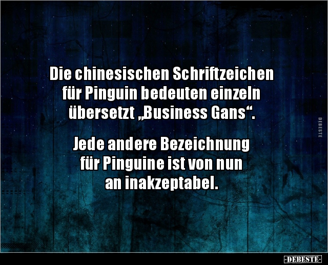 Die chinesischen Schriftzeichen für Pinguin bedeuten.. - Lustige Bilder | DEBESTE.de