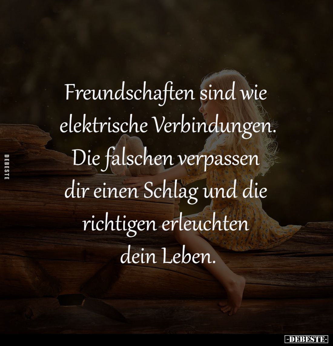 Freundschaften sind wie 
elektrische Verbindungen.
Die falschen verpassen 
dir einen Schlag und die 
richtigen erleuchten...