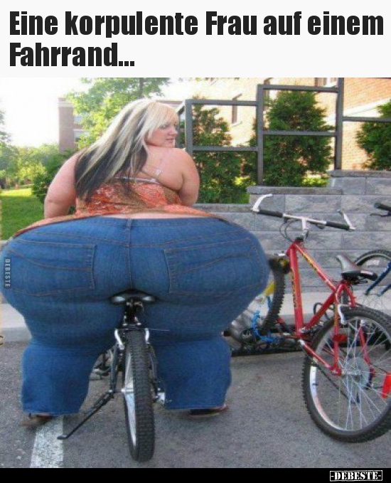 Eine korpulente Frau auf einem Fahrrand...