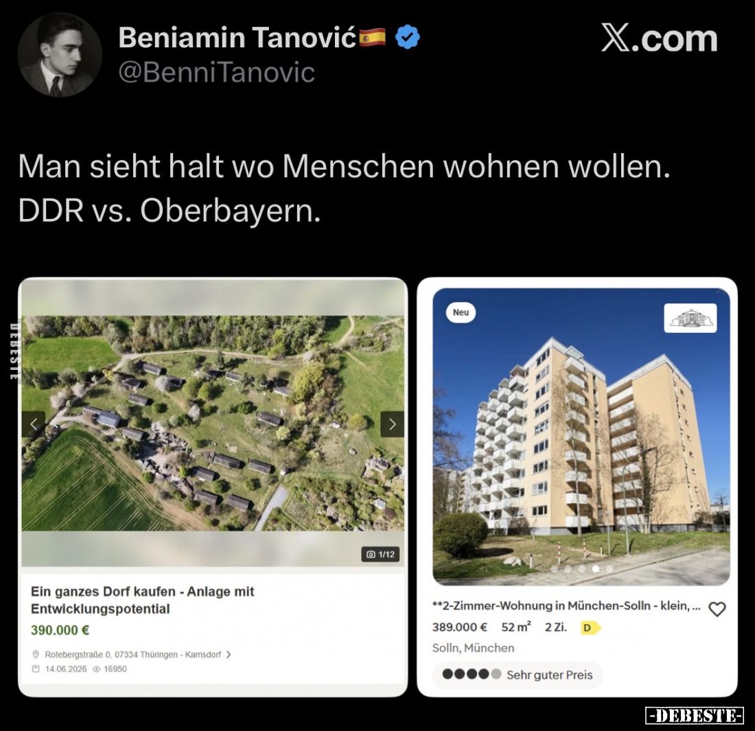 Man sieht halt wo Menschen wohnen wollen. DDR vs. Oberbayern.
