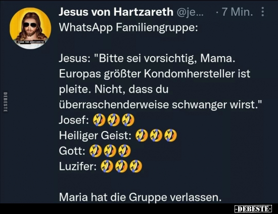 WhatsApp Familiengruppe: Jesus: "Bitte sei vorsichtig.." - Lustige Bilder | DEBESTE.de