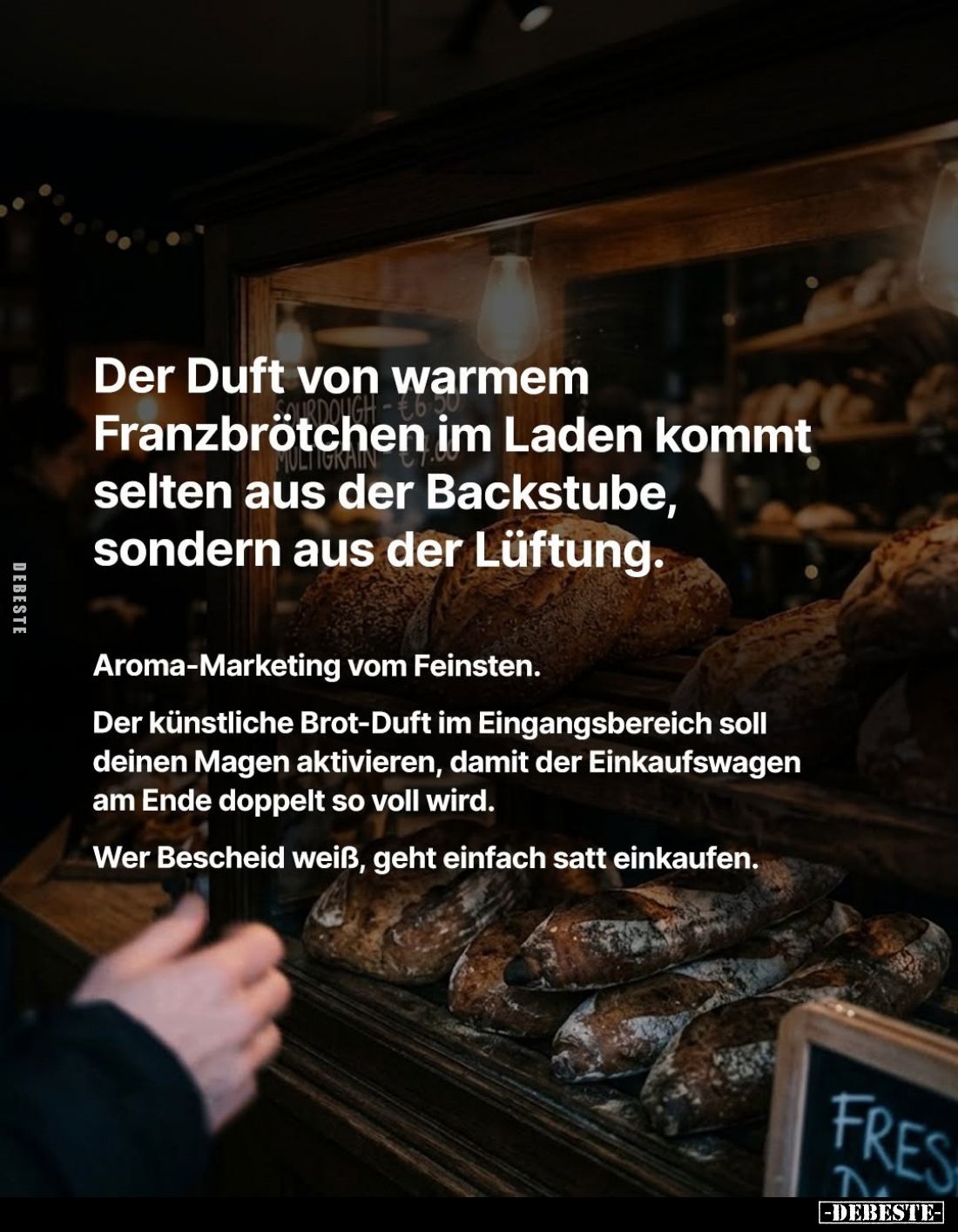 Der Duft von warmem Franzbrötchen im Laden kommt selten aus der Backstube, sondern aus der Lüftung.
Aroma-Marketing vom Fein...