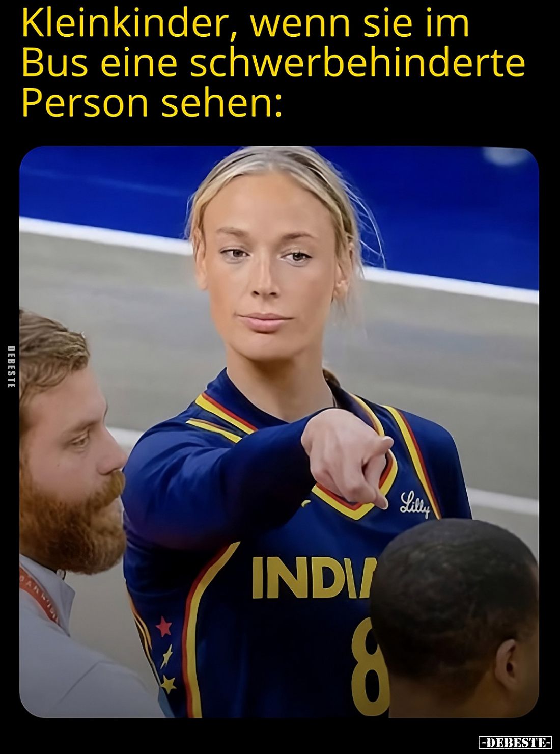 Kleinkinder, wenn sie im Bus eine schwerbehinderte Person sehen: