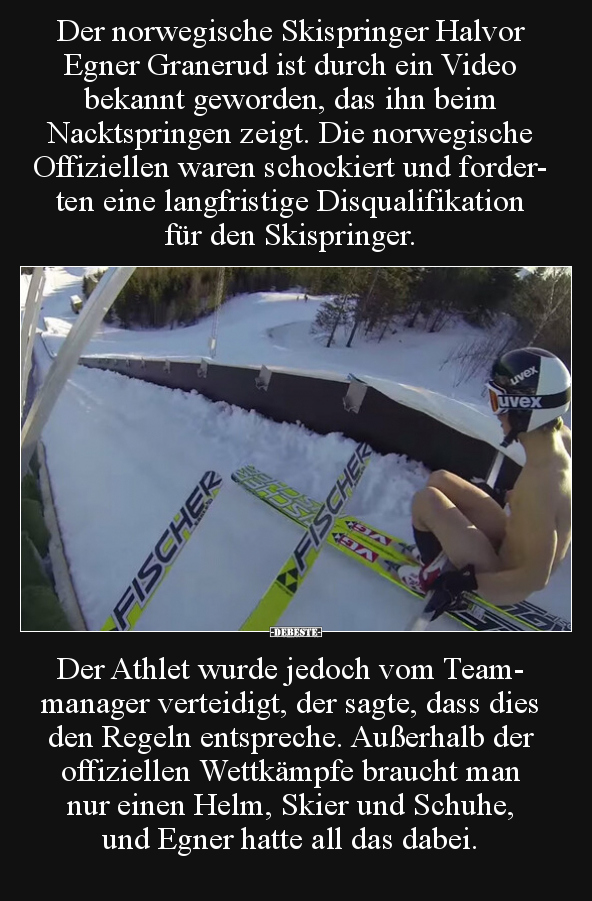 Der norwegische Skispringer Halvor Egner Granerud ist durch.. - Lustige Bilder | DEBESTE.de