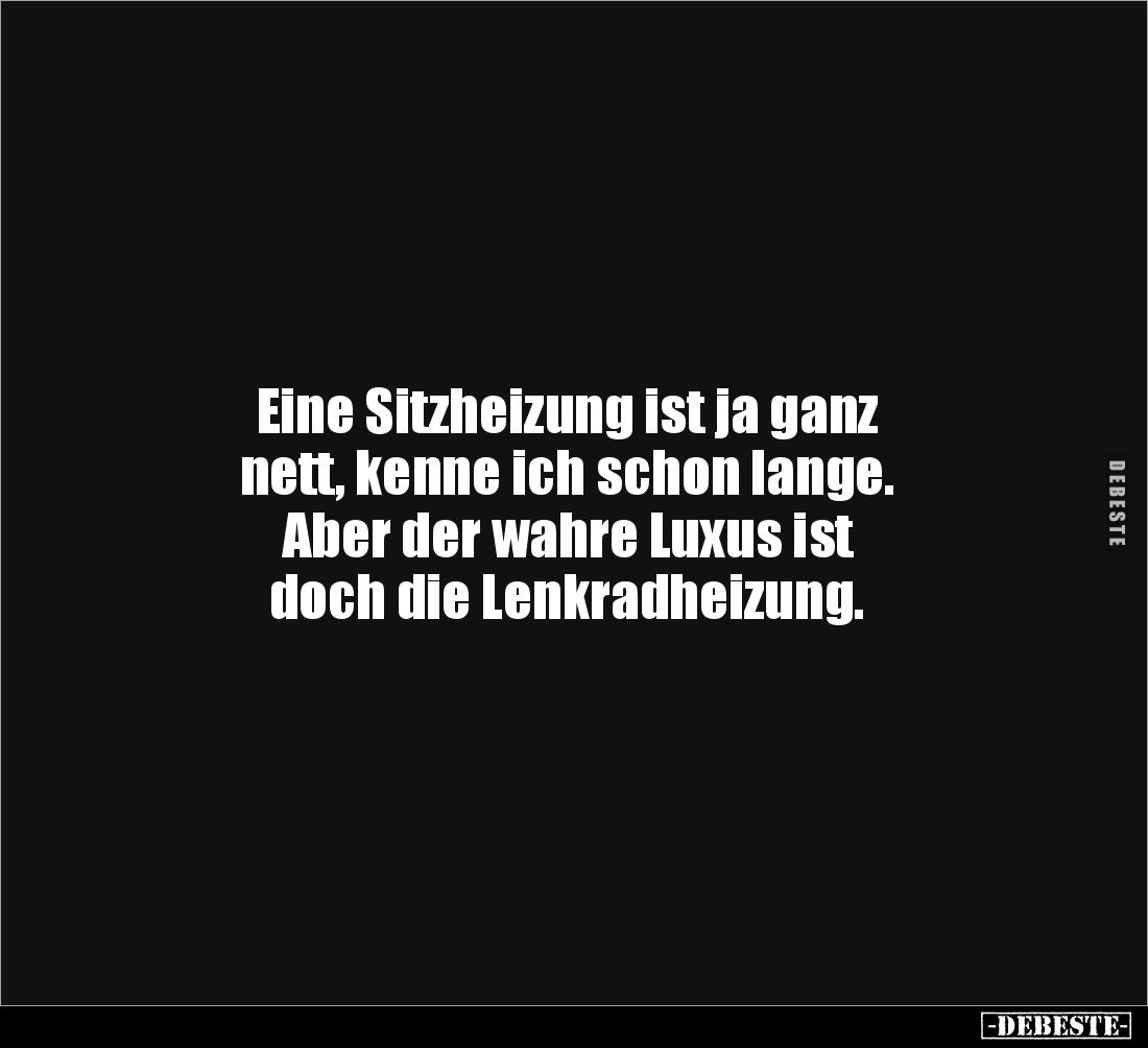 Eine Sitzheizung ist ja ganz 
nett, kenne ich schon lange. 
Aber der wahre Luxus ist 
doch die Lenkradheizung.