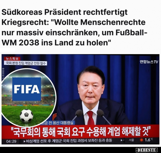 Südkoreas Präsident rechtfertigt Kriegsrecht.. - Lustige Bilder | DEBESTE.de