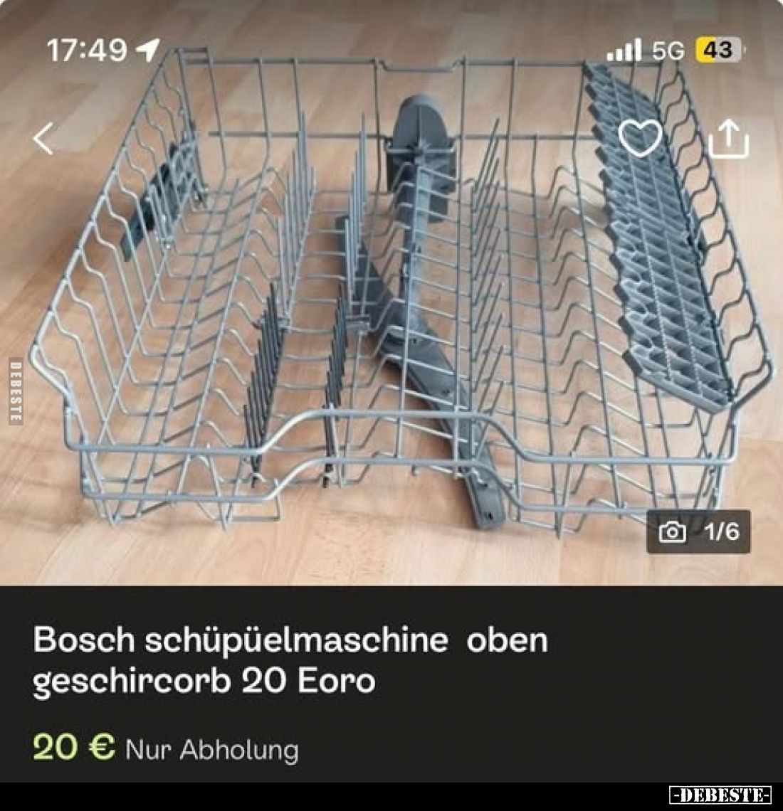 Bosch schüpüelmaschine oben geschircorb 20 Eoro
20€ Nur Abholung