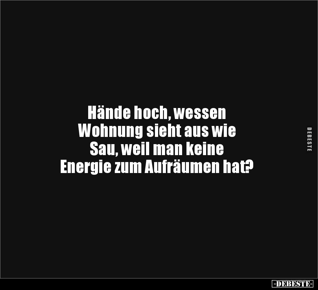 Hände hoch, wessen Wohnung sieht aus wie Sau, weil man.. - Lustige Bilder | DEBESTE.de