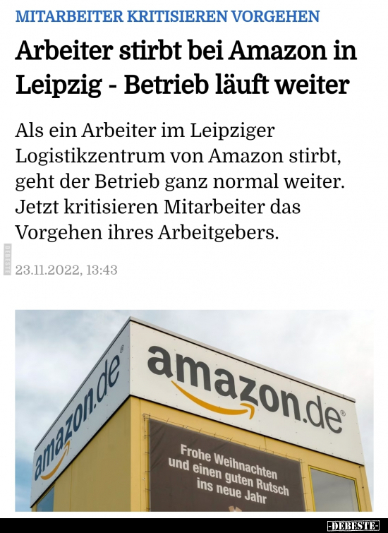 Arbeiter stirbt bei Amazon in Leipzig - Betrieb läuft.. - Lustige Bilder | DEBESTE.de