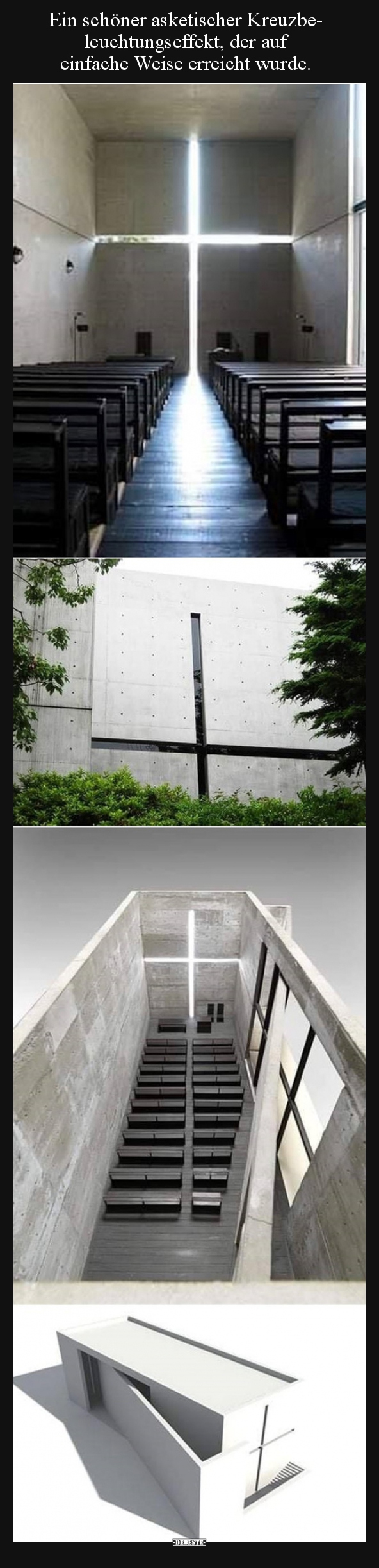 Ein schöner asketischer Kreuzbeleuchtungseffekt, der auf..