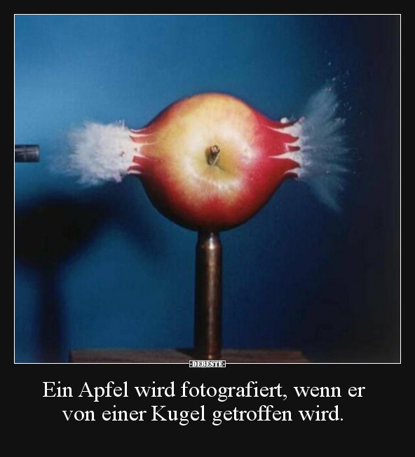 Ein Apfel wird fotografiert, wenn er von einer Kugel.. - Lustige Bilder | DEBESTE.de