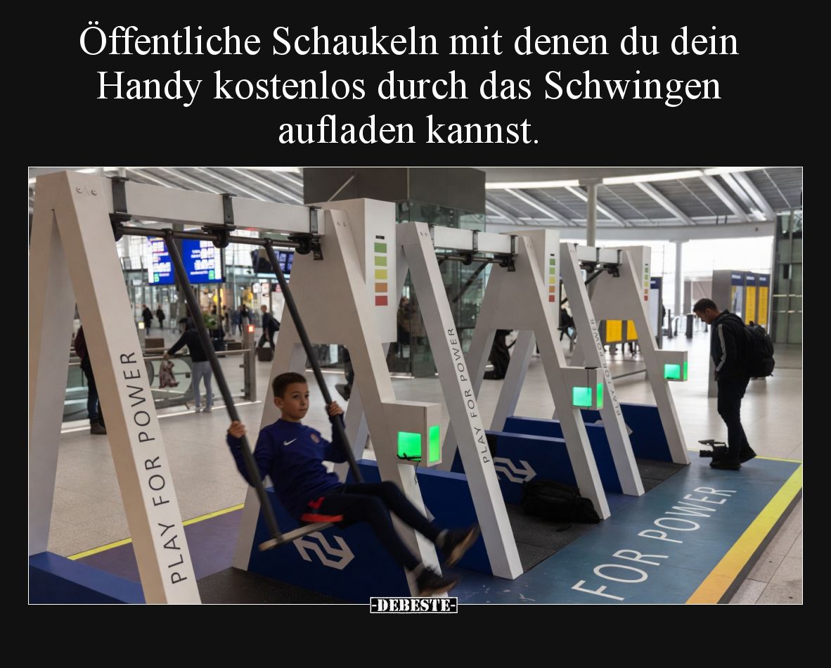 Öffentliche Schaukeln mit denen du dein Handy kostenlos durch das Schwingen aufladen kannst.