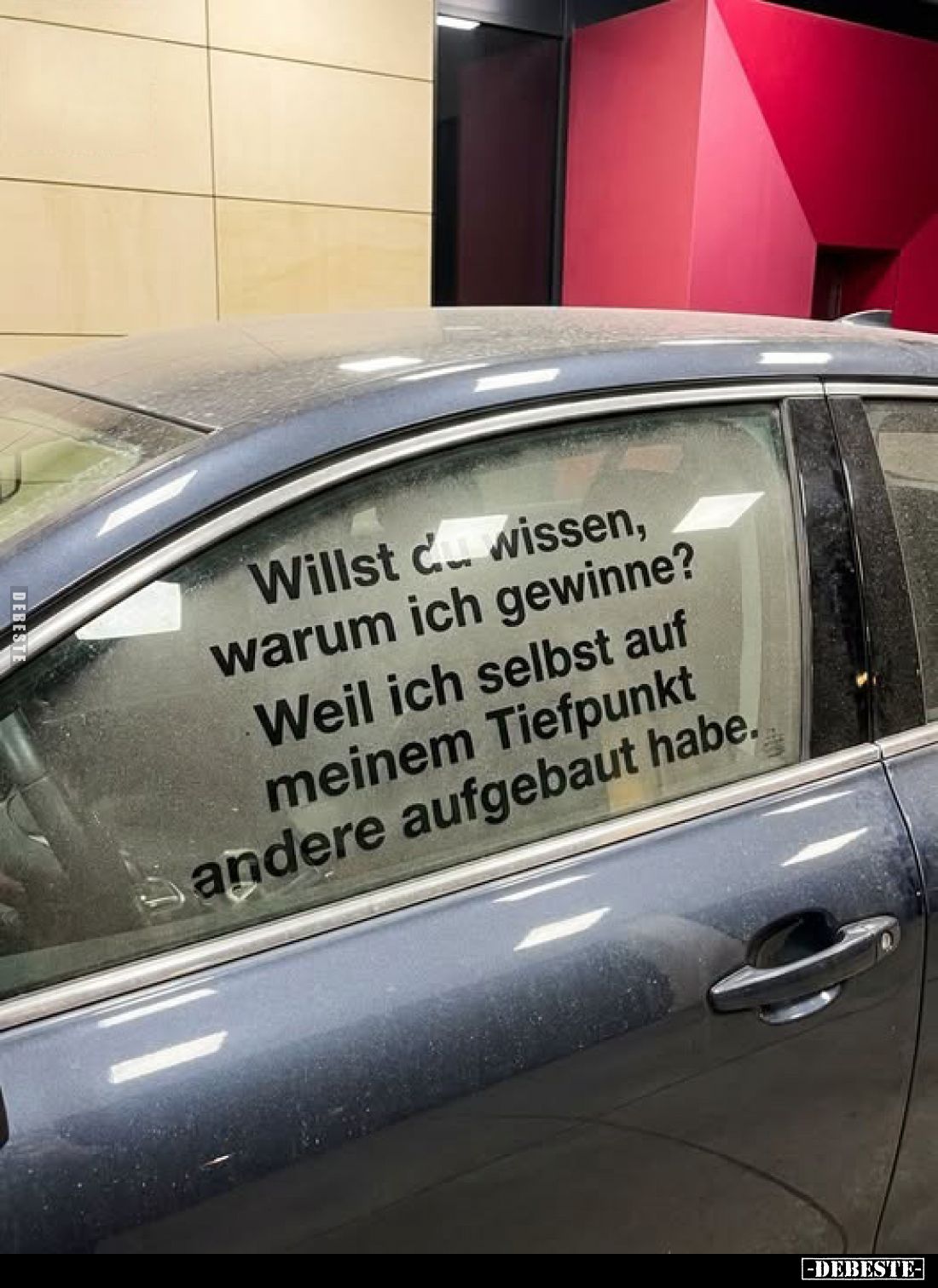 Willst du wissen,
warum ich gewinne?
Weil ich selbst auf
meinem Tiefpunkt
andere aufgebaut habe.