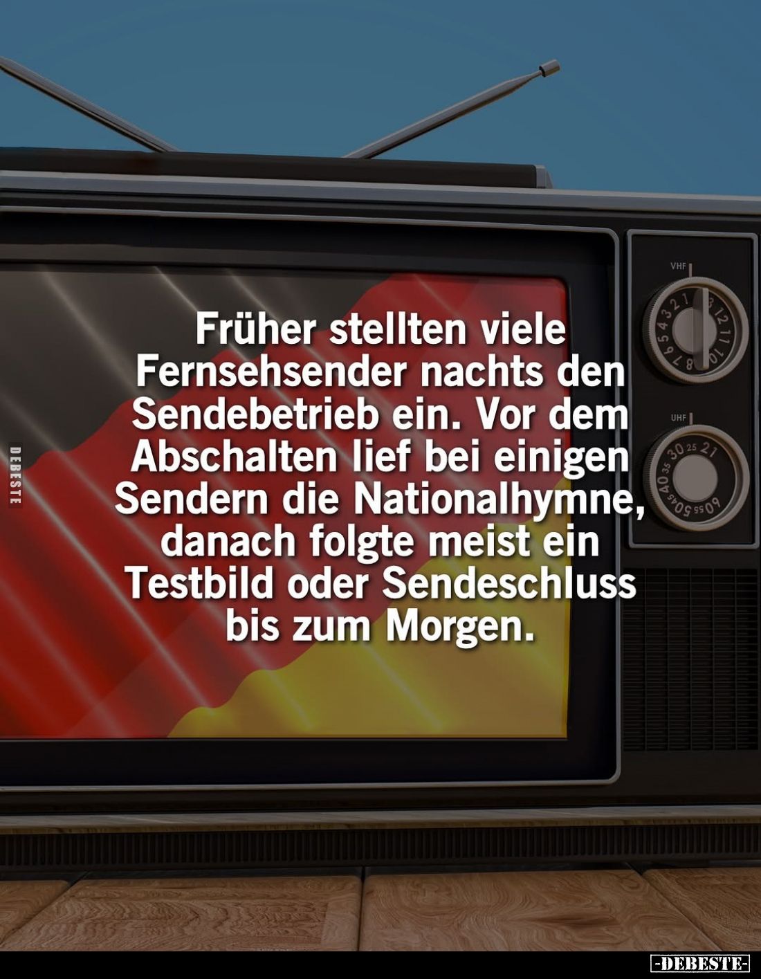 Früher stellten viele Fernsehsender nachts den Sendebetrieb ein. Vor dem Abschalten lief bei einigen Sendern die Nationalhymn...